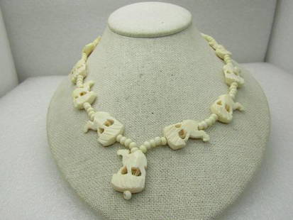 Vintage Carved Camel Beaded Necklace, 21", Carved Oxbone: Vintage Carved Camel Beaded Necklace, 21", Carved Oxbone Reserve: $40.00 Shipping:Domestic: Flat-rate of $5.00 to anywhere within the contiguous U.S.International: Foreign shipping rates are