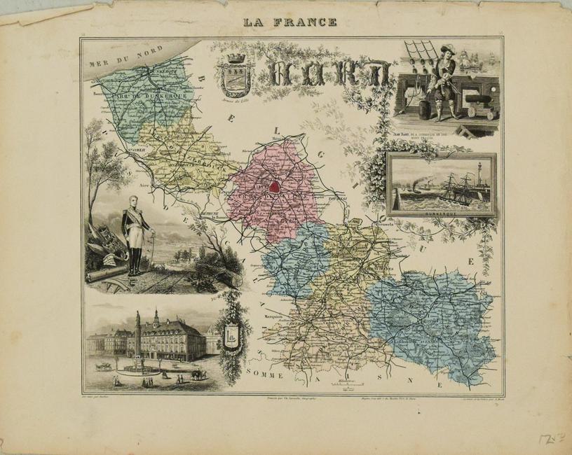 1881 Vuillemin Map of Northern France -- La France. Nord: Title: 1881 Vuillemin Map of Northern France -- La France. Nord Cartographer: Ch. Lacoste / A Vuillemin Year / Place: 1881 Paris Map Dimension (in.): 9 X 9.7 in This is a very nice map of the northern