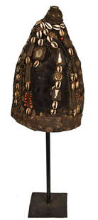 Headdress – Beads, Cauris, Plant fibre, Textile – Bwami – Lega – Congo DRC: Title: Headdress – Beads, Cauris, Plant fibre, Textile – Bwami – Lega – Congo DRC Description: Old Bwami headdress from the Lega tribe of DR Congo. These kinds of headdresses w