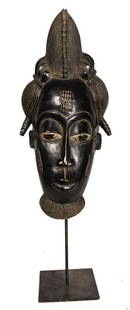 Dance mask – Wood – Baule – Ivory Coast: Title: Dance mask – Wood – Baule – Ivory CoastDescription: Superb dance mask, from the BAULE people of Ivory Coast. The mask is carved in one piece of wood. The item present a very