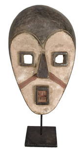 Mask – Wood – Kwele – Gabon: Title: Mask – Wood – Kwele – GabonDescription: Hand carved wooden mask of the Kwele tribe living in Gabon. The Kwele use several types of masks in ceremonies to promote harmonious