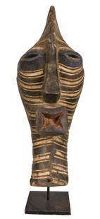 Mask – Wood – Kifwebe – Songye – Congo DRC: Title: Mask – Wood – Kifwebe – Songye – Congo DRCDescription: Here an example of male Kifwebe characterized by angular and thrusting forms, and with the entire face covered in