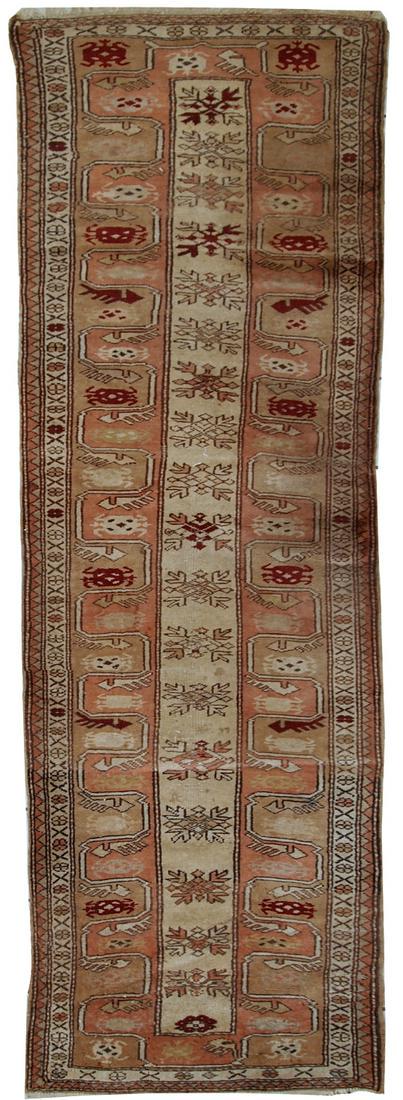 Handmade vintage Turkish Oushak runner 2.5' x 8' (77cm x 245cm) 1940s (1 of 5)