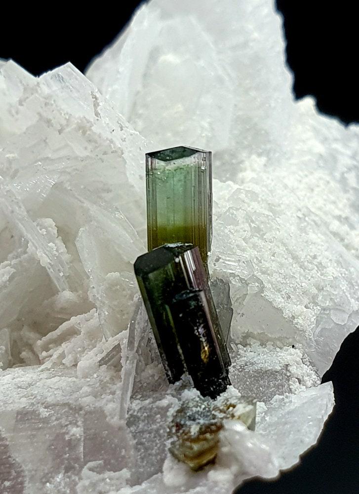 26 Grams Very Beautiful Twins Green Cap Tourmaline on Albite Specimen From Skardu Pakistan (1 of 6)