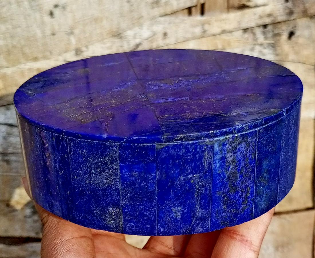 450 Gram Hand Crafted Lapis Lazuli Jewelery Box Round Shape (1 of 6)