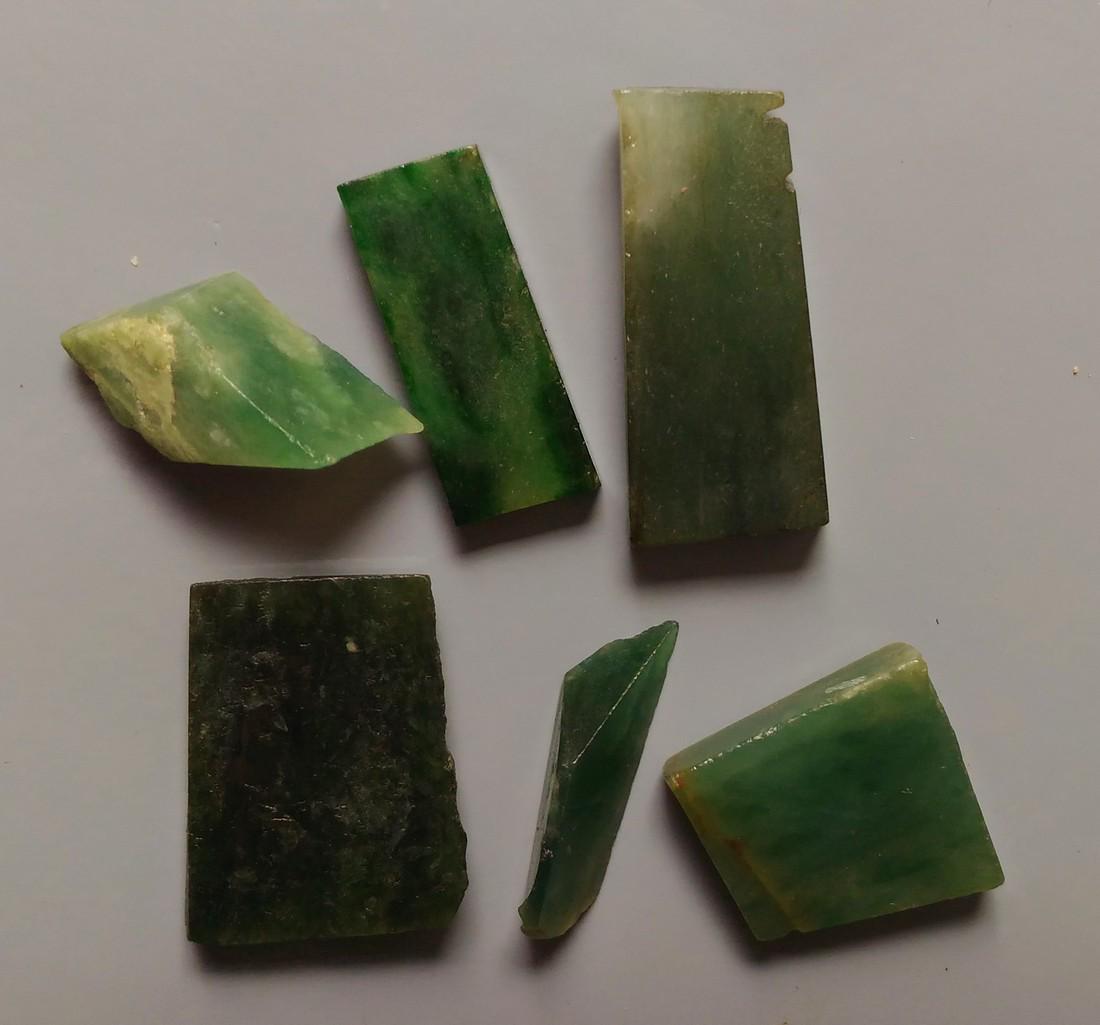 9.58 GRAM SET OF 6 DARK GREEN GENUINE JADEITE JADE (1 of 4)