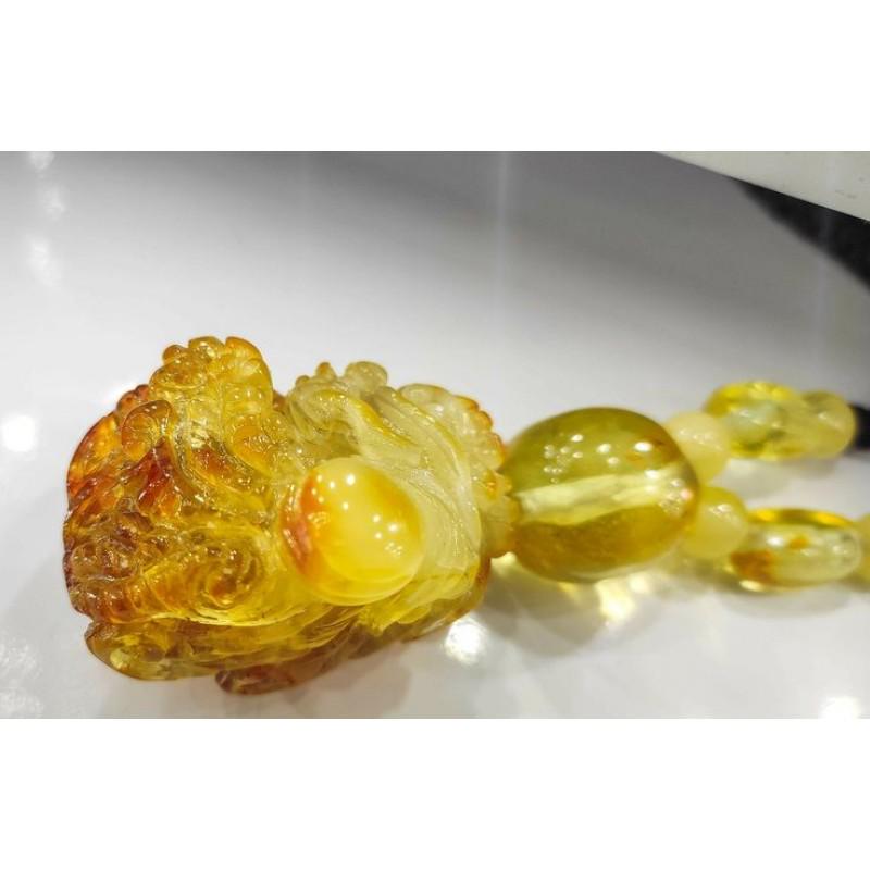 28g Baltic amber pendant hand-carved figurine Dragon on a cord (1 of 12)