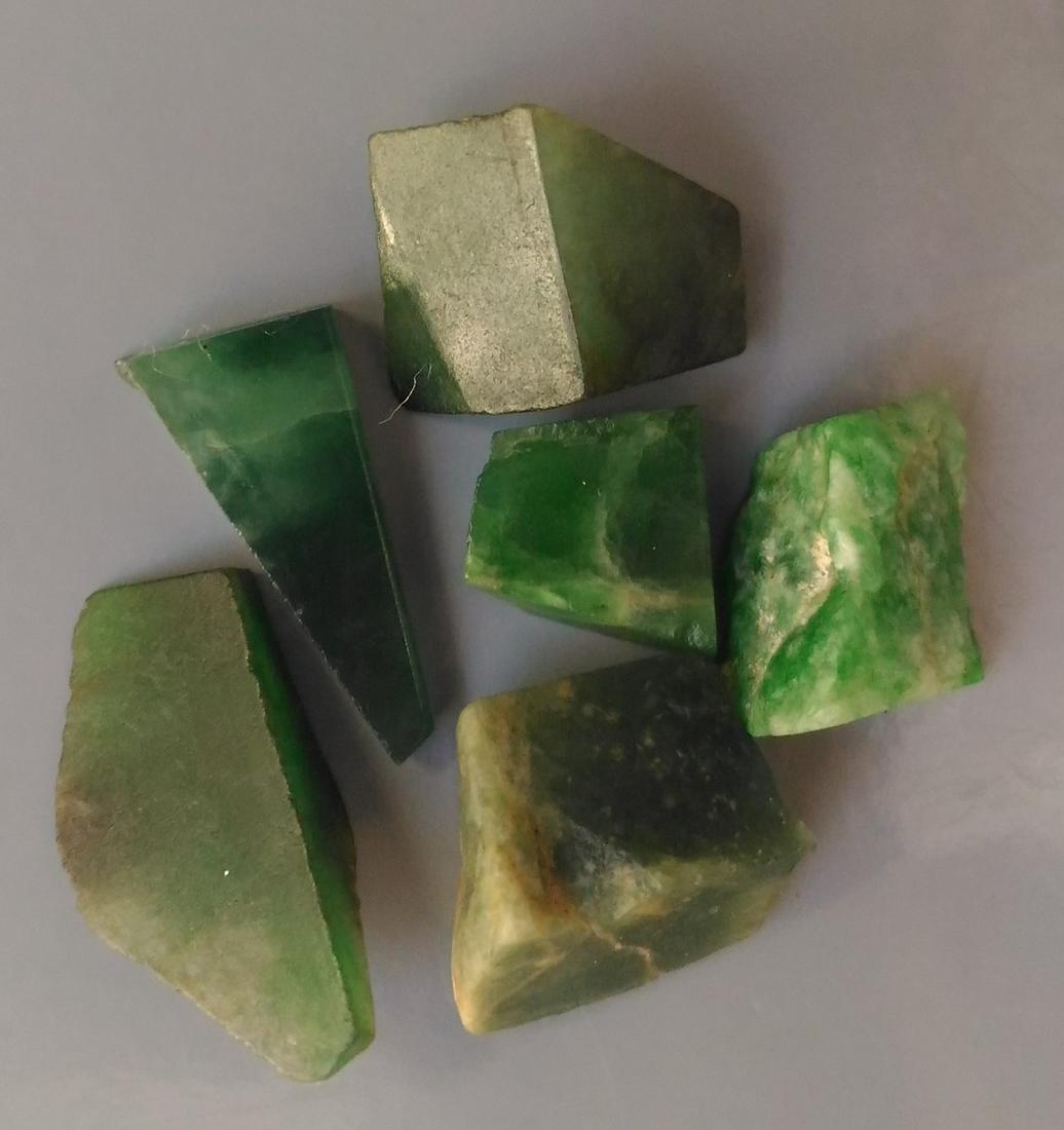 3.99 GRAM SET OF 6 DARK GREEN JADEITE JADE (1 of 5)