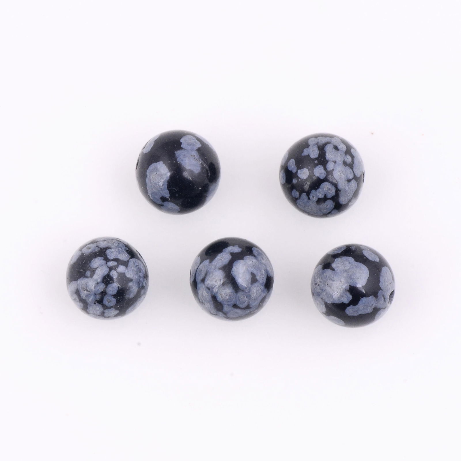 Black Color 16.6 Carat Round Ball Shape Natural Snowflake Obsidian Loose Gemstone 5 Pieces (1 of 7)