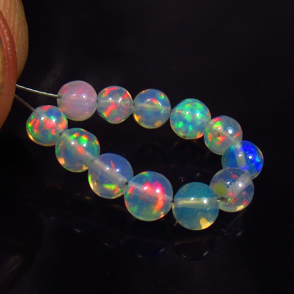 3.14 Ctw Natural 12 Multi-Color Fire Opal Round Ball Beads (1 of 2)