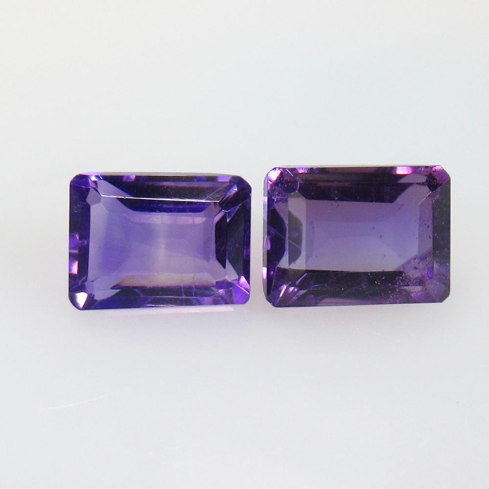 3.68 Ctw Natural Purple Amethyst Octagon Pair: No Reserve! Title: 3.68 Ctw Natural Purple Amethyst Octagon Pair Stone Clarity: VVS Gemstones: Natural Amethyst Carat Weights: 3.68 Size/Dimensions: 8.10 x 6.10 x 4.80 mm / 2 Pc's Additional Informati