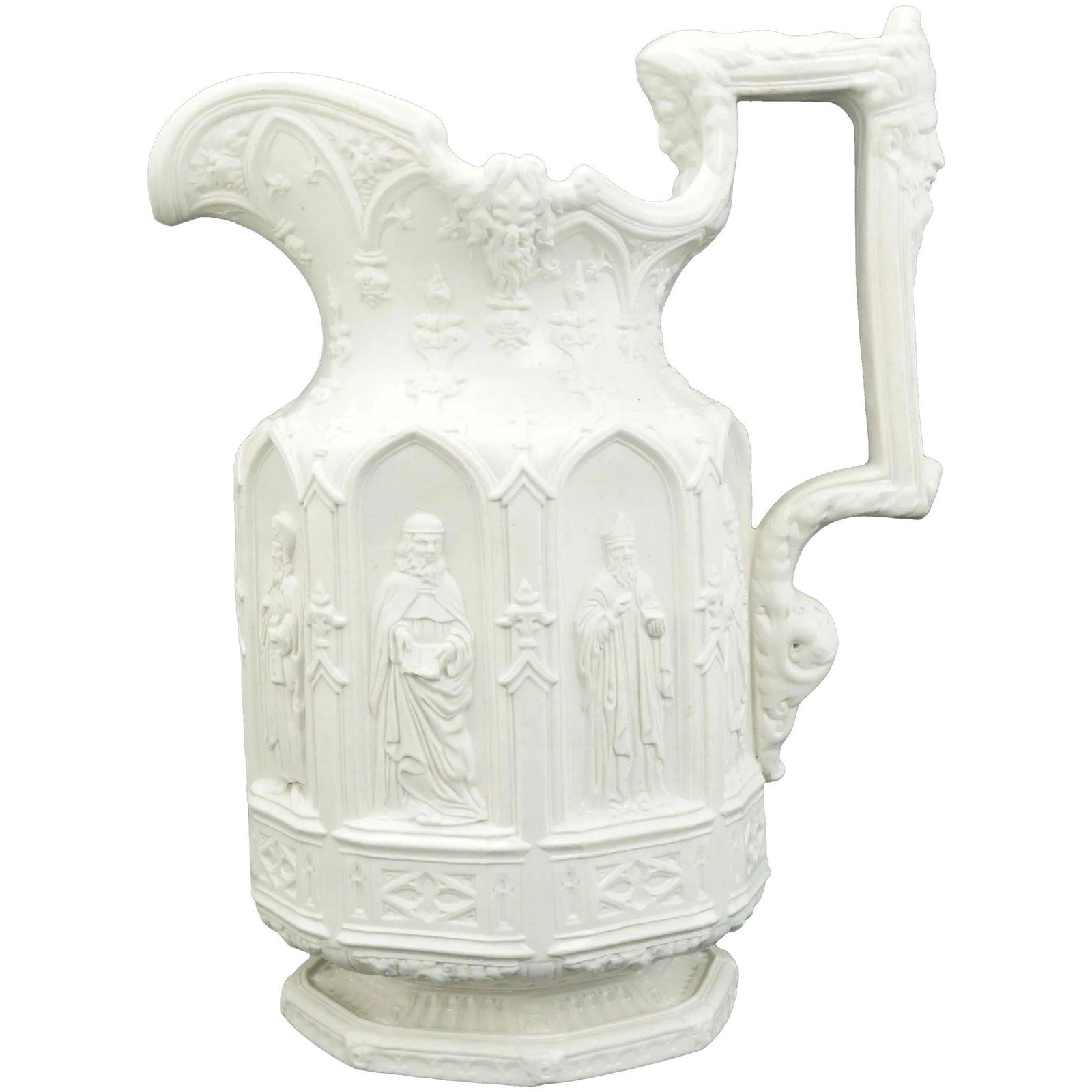 19th c Salt Glaze Charles Meigh English Parian Ware Apostle 8 ½” Pitcher (1 of 12)