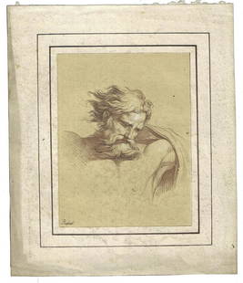 c1820 Tinted Lithograph after Raphael: Title: c1820 Tinted Lithograph after Raphael Additional Information: A lithographic print after the artist Raphael, using a special printing method in the style of Johann Nepomuk Strixner. Circa 1820.