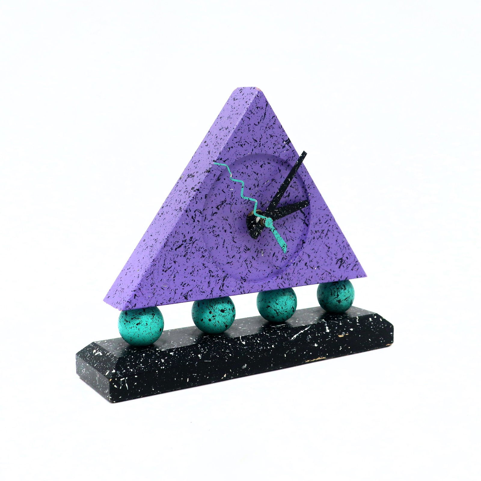 1980s Triangular Splatter Paint Desk Clock (1 of 10)