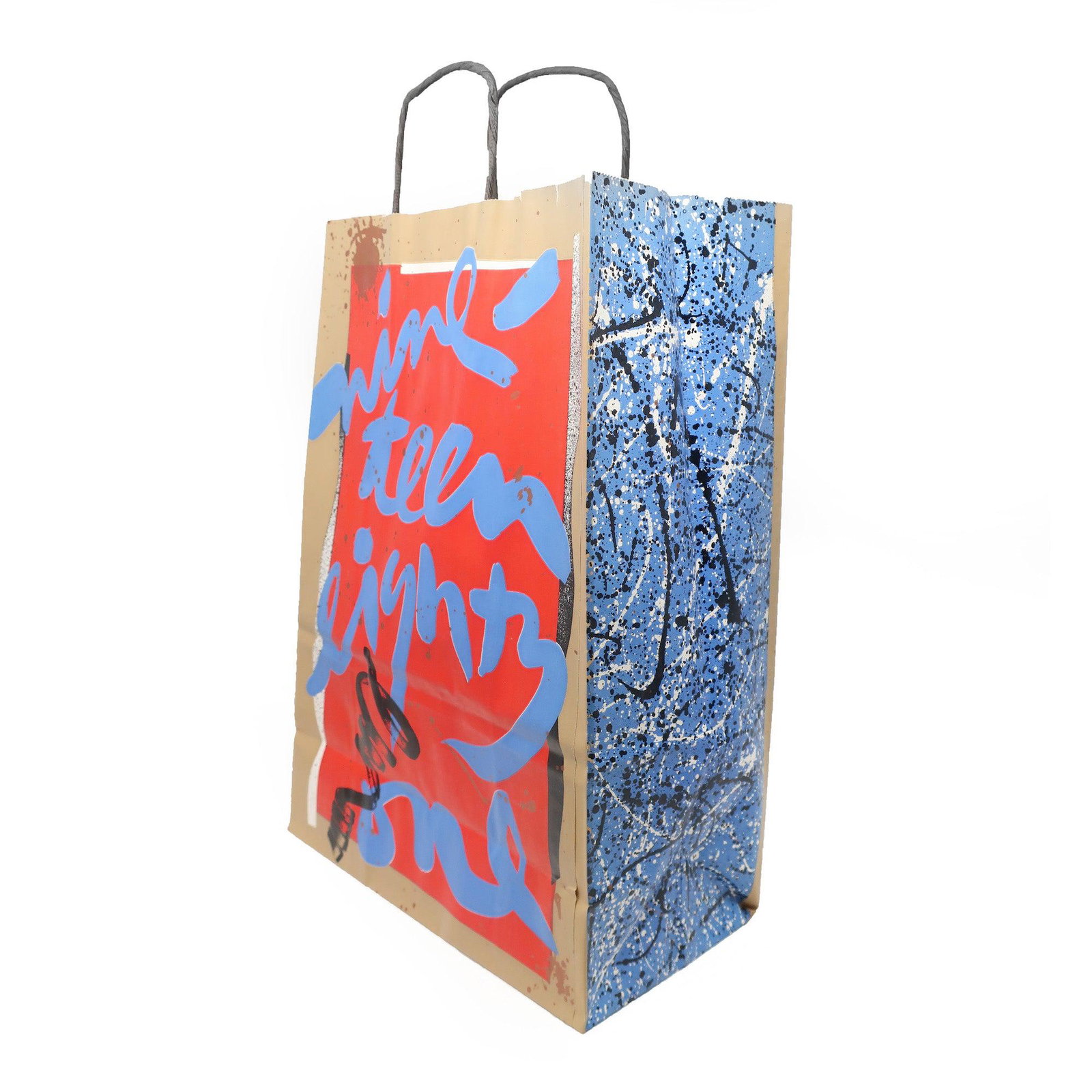 Vintage Bloomingdale's 1981 Handled Shopping Bag by Laurie Rosenwald: A fantastic postmodern handled shopping bag for Bloomingdale's designed by Laurie Rosenwald in 1981. Incorporates many of the earmarks of her graphic style and the aesthetic of Memphis Milano and othe