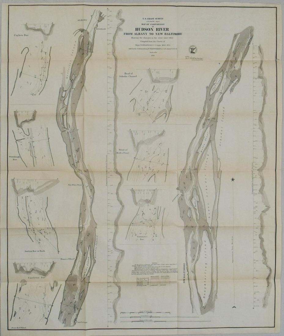 1856 Chart of The Hudson River from Albany to New Baltimore -- Map of Comparison of Hudson River (1 of 1)