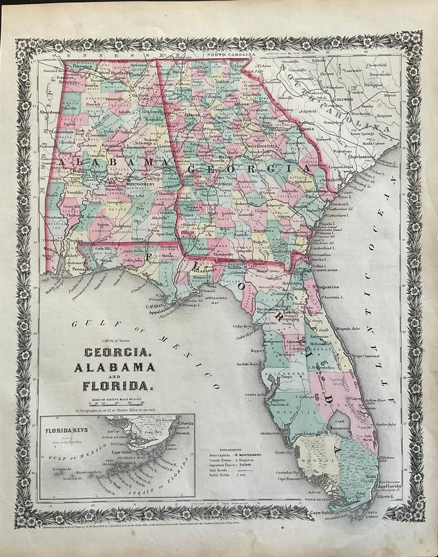 Florida, Georgia & Alabama. 1859 by Colton (1 of 1)