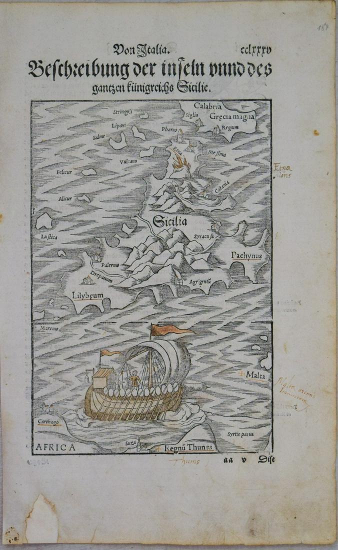 1550 Munster Map of Sicily -- Sicilia (1 of 1)