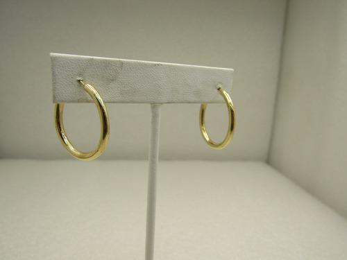 14kt Gold 1" Hoop Signed Earrings, Pierced, Solid Hoops, 2.3mm (1 of 6)