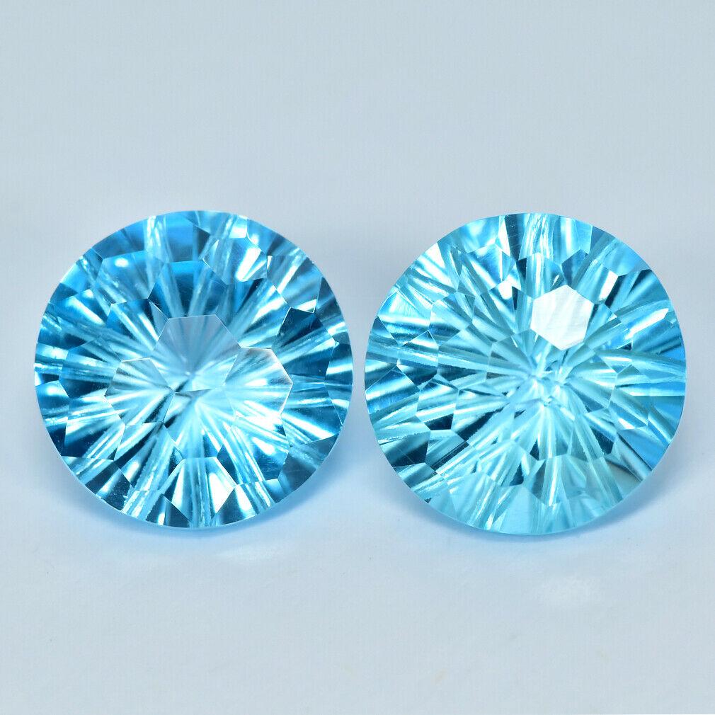 16.12Ct (2Pcs) Fancy Round Cut, Attractive Transparent Natural Blue Topaz (1 of 2)