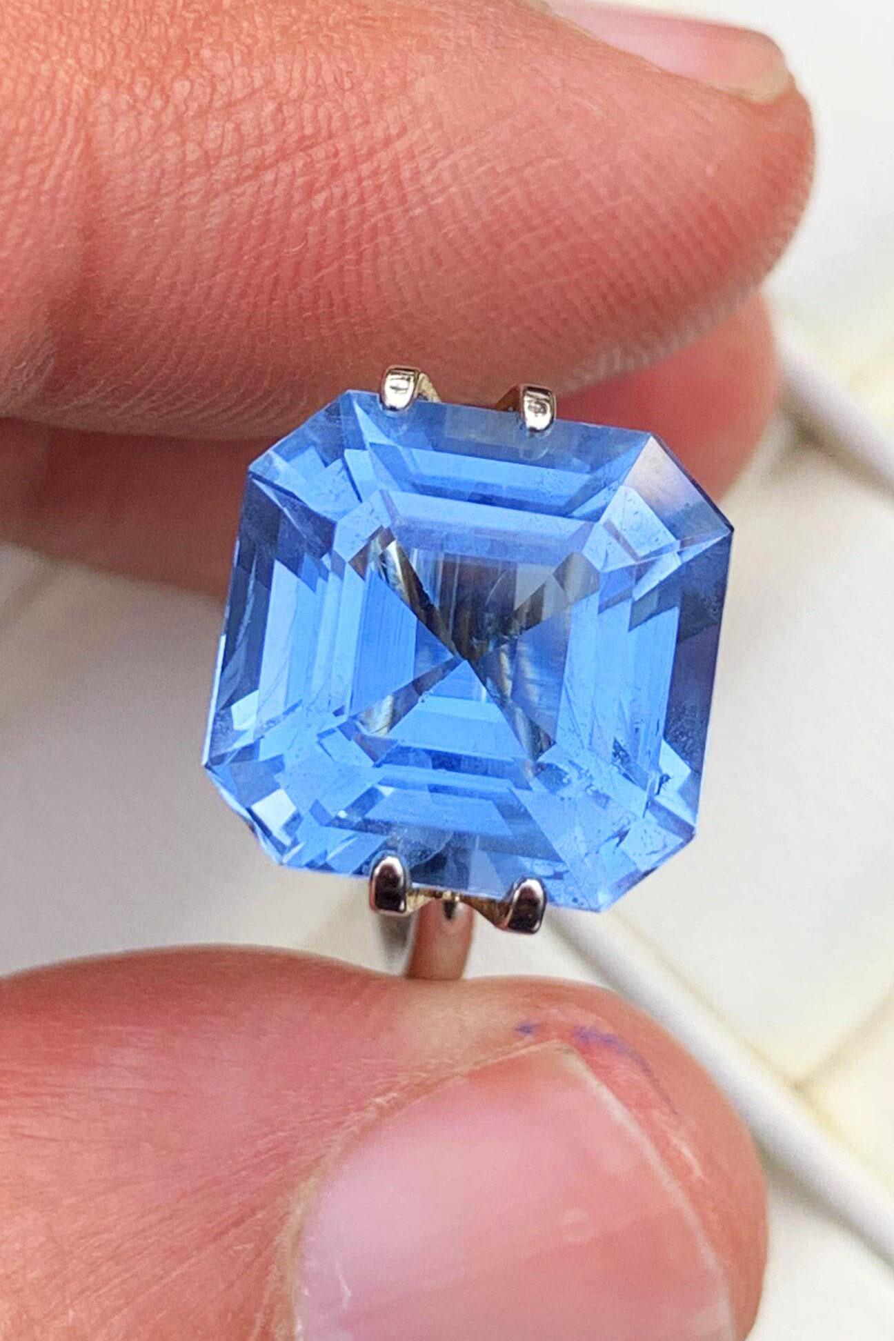 Santa Maria Aquamarine Gemstone, Eye Clean Deep Blue Aquamarine Stone For Ring, Asscher Cut Natural (1 of 6)