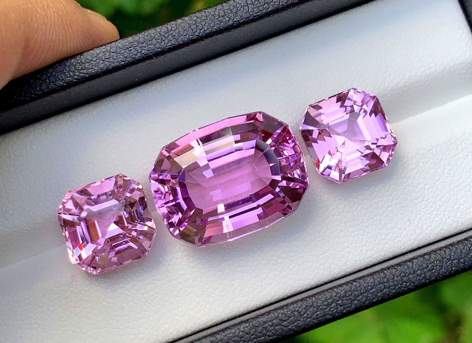 Deep Pink Kunzite Spodumene Loose Gemstones Jewelry Set - 3 Pieces - Asscher And Fancy Cut - 39.80 (1 of 7)