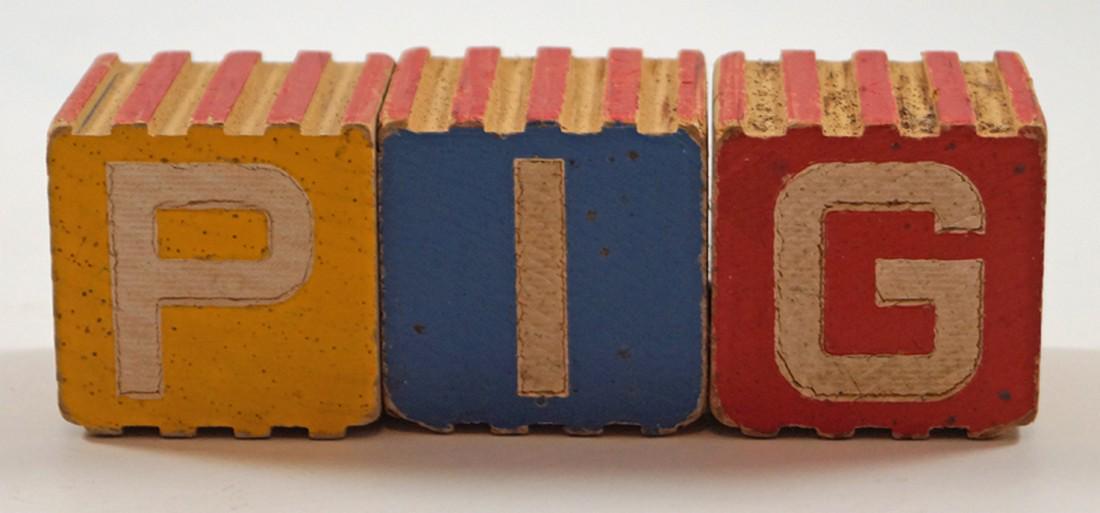 Vintage Children’s Wooden Alphabet Blocks PIG (1 of 4)