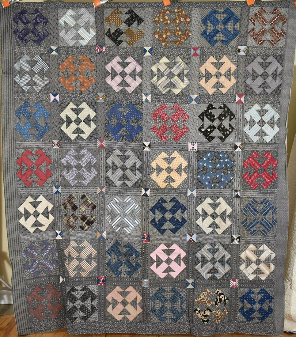 1880's T's Quilt Top, Early Fabrics (1 of 13)