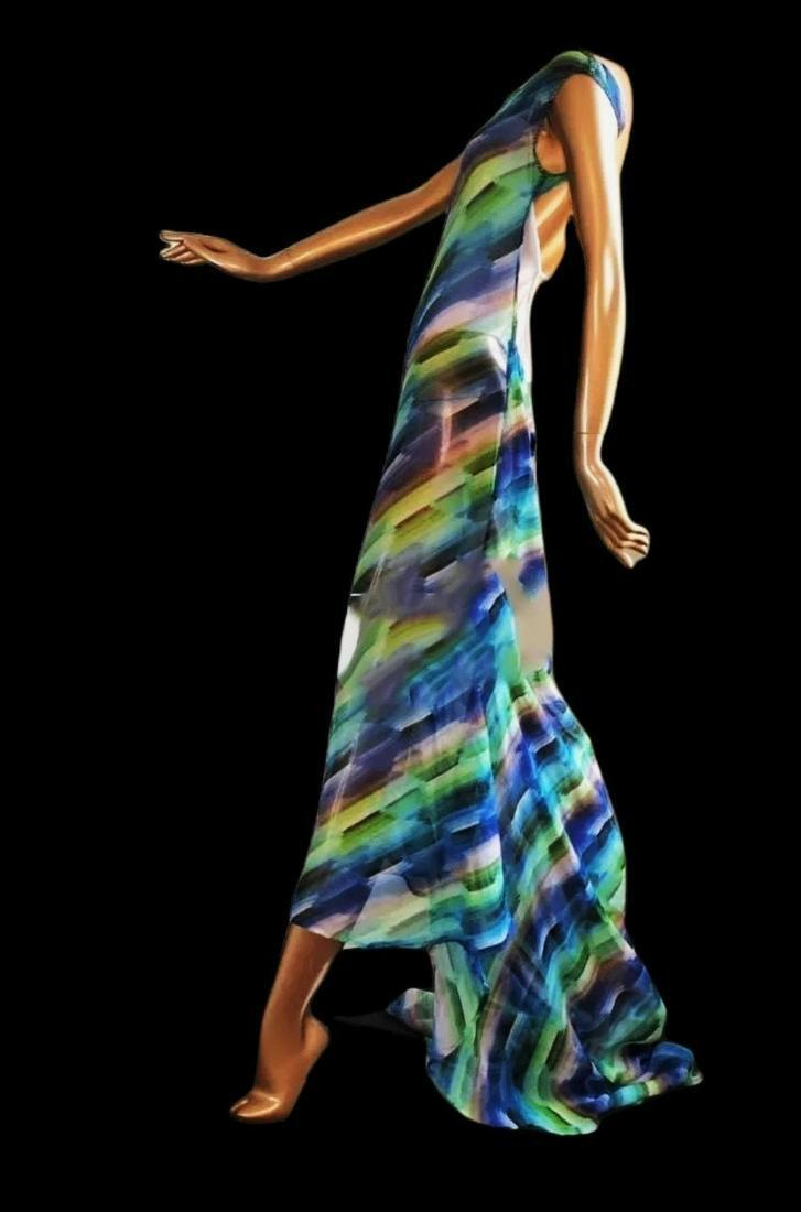 Vtg Tropical Resort Maxi Dress Delicate Material hand: Magnificent Resort Paradise cover Maxi Dress with Train , Low Plunge Back Hand Beaded & Sequined Delicate Fabric Like a Chiffon Stunning To wear as a Cover or a Dress One Size Reserve: $80.00 Shipping