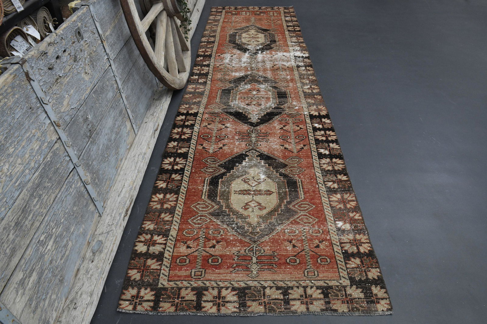 3.3x12.6 FADED RED RUNNER, Kitchen Runner (1 of 9)