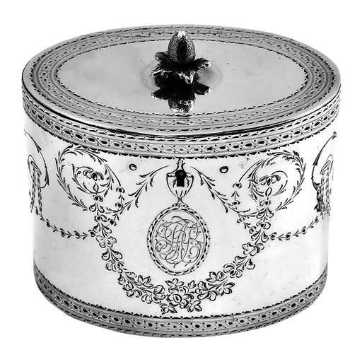 Antique Sterling Silver Tea Caddy Box 1780 London, England