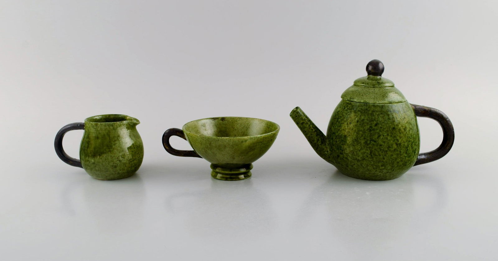 Suzanne Ramie (1905-1974) for Atelier Madoura. Egoist tea set in glazed stoneware. Beautiful glaze (1 of 7)