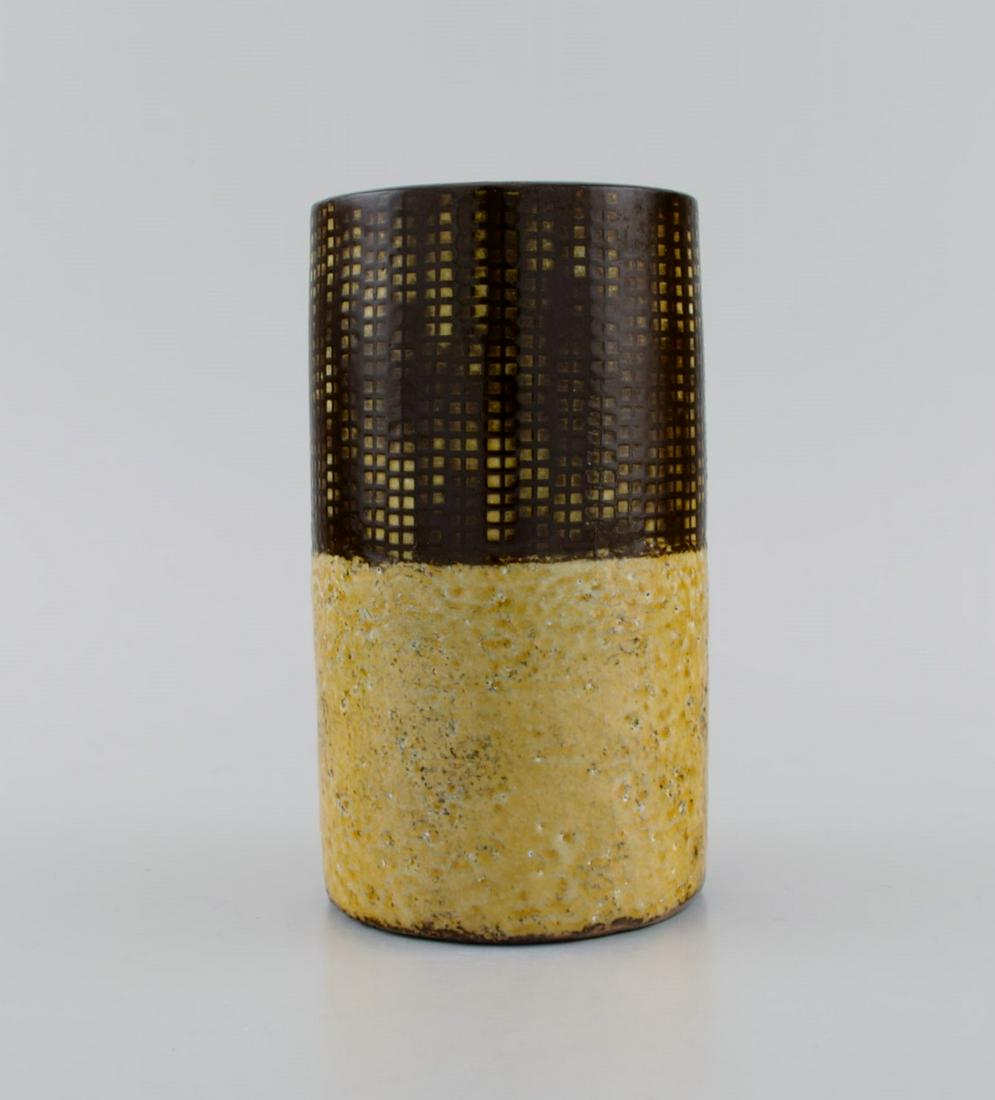Ingrid Atterberg (1920-2008) for Upsala-Ekeby. Yondel vase in glazed stoneware. Split glaze in brown (1 of 6)