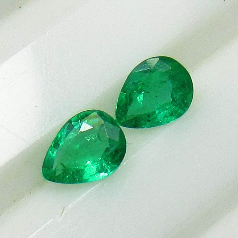 0.44 Ctw Natural Zambian Emerald Pear Pair (1 of 2)