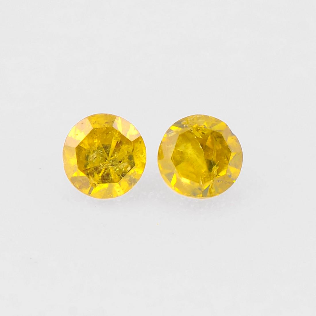 Round Shape Fancy Yellow Color 0.026 Carat Natural Diamond Loose Gemstone 2 Pieces (1 of 7)