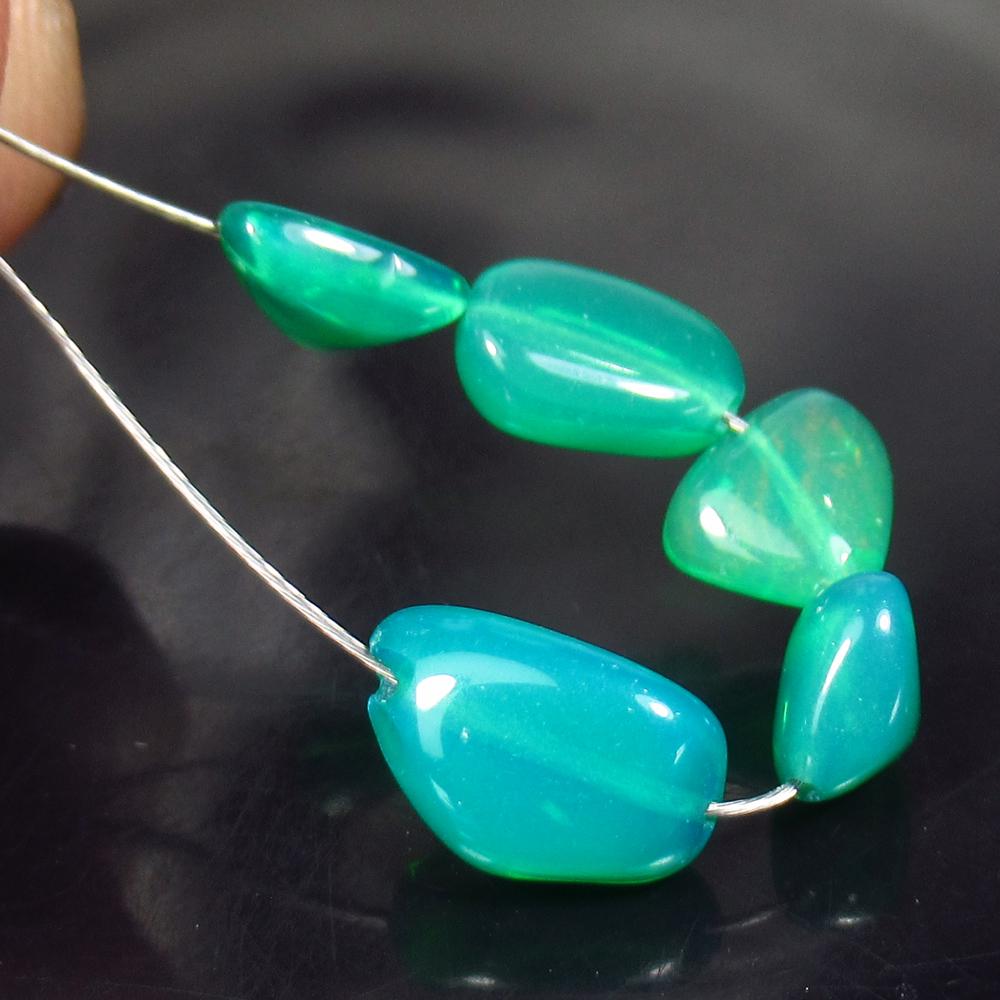 2.81 Ctw Natural 5 Drilled Green Fire Opal Beads (1 of 2)