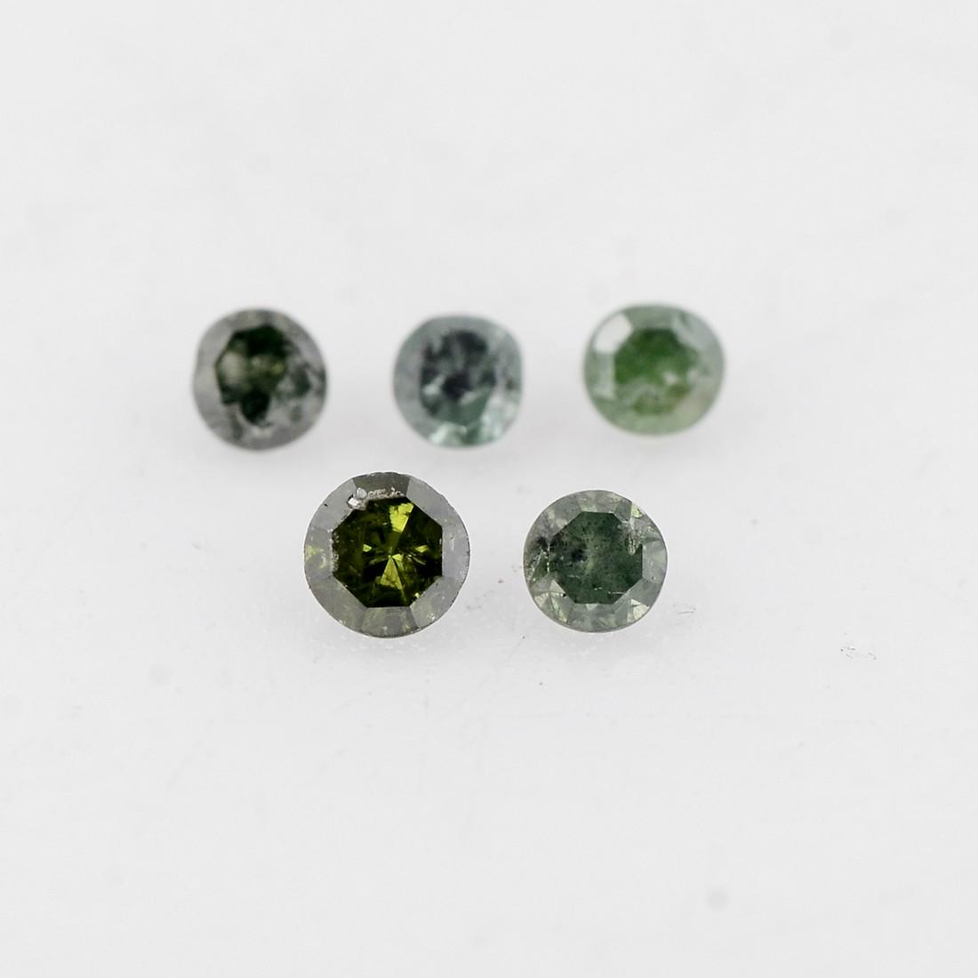 Round Shape Fancy Green Color 0.065 Carat Natural Diamond Loose Gemstone 5 Pieces (1 of 7)