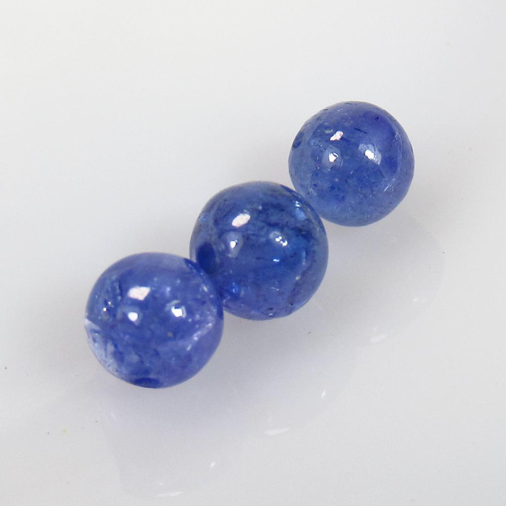 7.10 Ctw Natural 3 Drilled Tanzanite Round Beads (1 of 2)