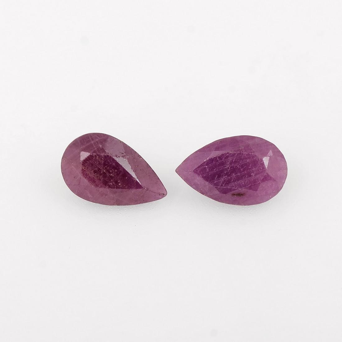 Pear Shape Red Color 2.4 Carat Natural Ruby Loose Gemstone 2 Pieces (1 of 7)