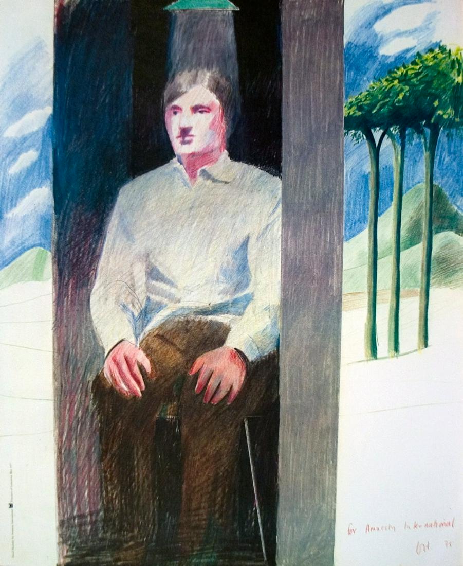 David Hockney - Prisoner from Amnesty International - 1977 Offset Lithograph 28.75" x 23.75" (1 of 1)