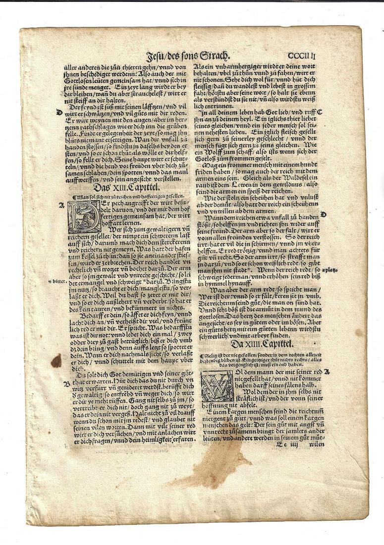 1534 German Bible Leaf Initials Death (1 of 3)
