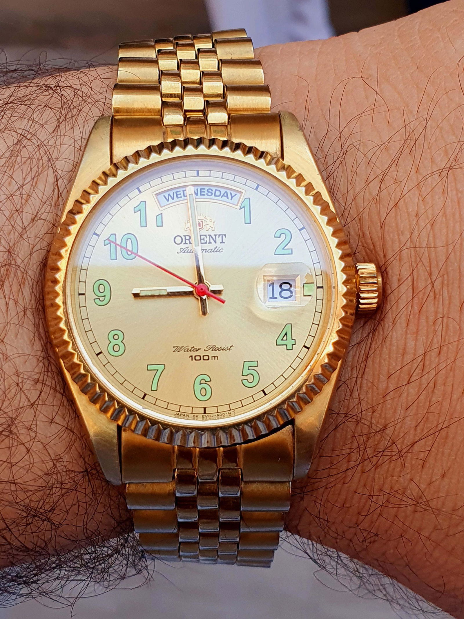 ORIENT Automatic Watch Men's Dial Day Date Gold Color Wrist Watch (1 of 4)