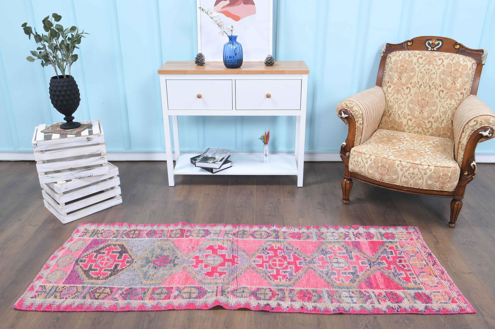 2'5x6'9 ft, PINK, MULTI COLOR, Turkish Runner Rug (1 of 9)
