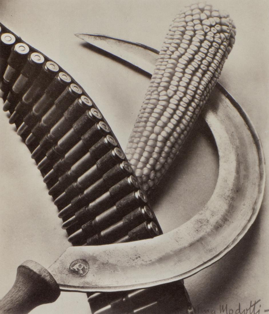 TINA MODOTTI - Bandolier, Corn And Sickle, 1927: Artist: Tina Modotti Title: Bandolier, Corn And Sickle, 1927 Medium: Photo Litho, 2016, Belgium Dimensions: 7.1x8.3" Description: Heat Wax Mounted on 11x14" Conservation Board Artist Bio: Tina Modotti
