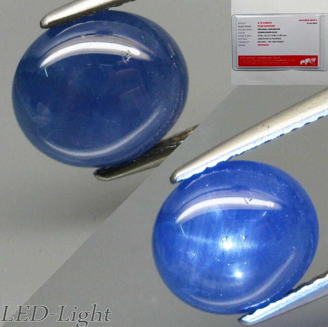 4,73 ct Certificed! Rare Quality (Transparent) natural blue star sapphire 4,73 ct (1 of 5)