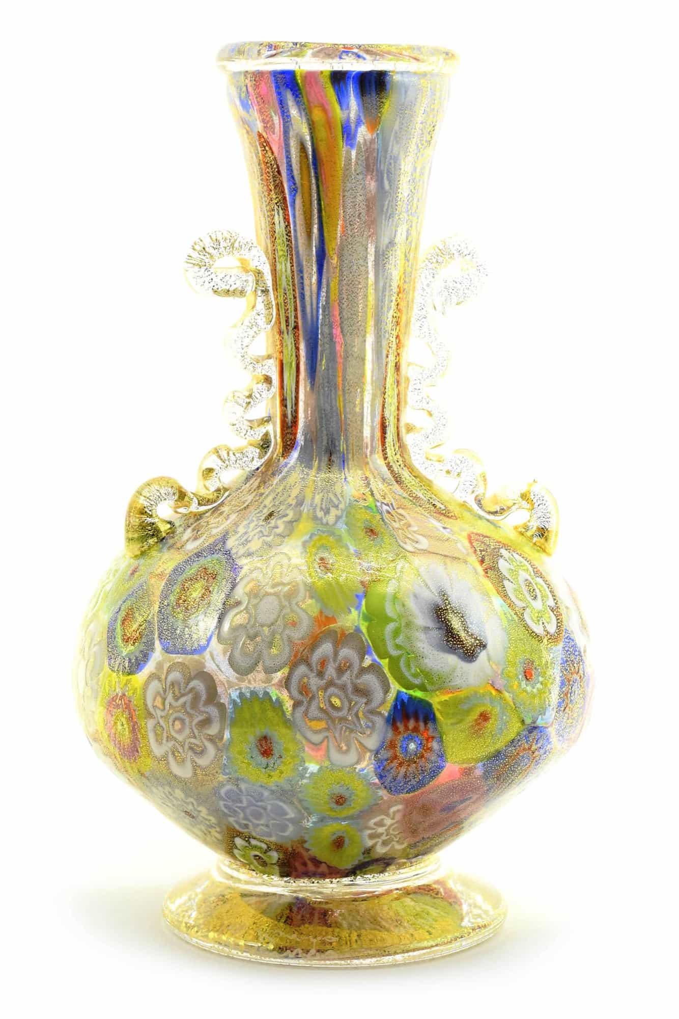 Amedeo Rossetto - Murano glass vase murrine with gold signed (1 of 7)