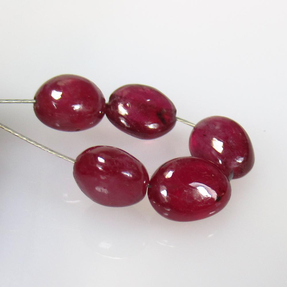 6.91 Ctw Natural 5 Mozambique Red Ruby Dumble Beads (1 of 2)