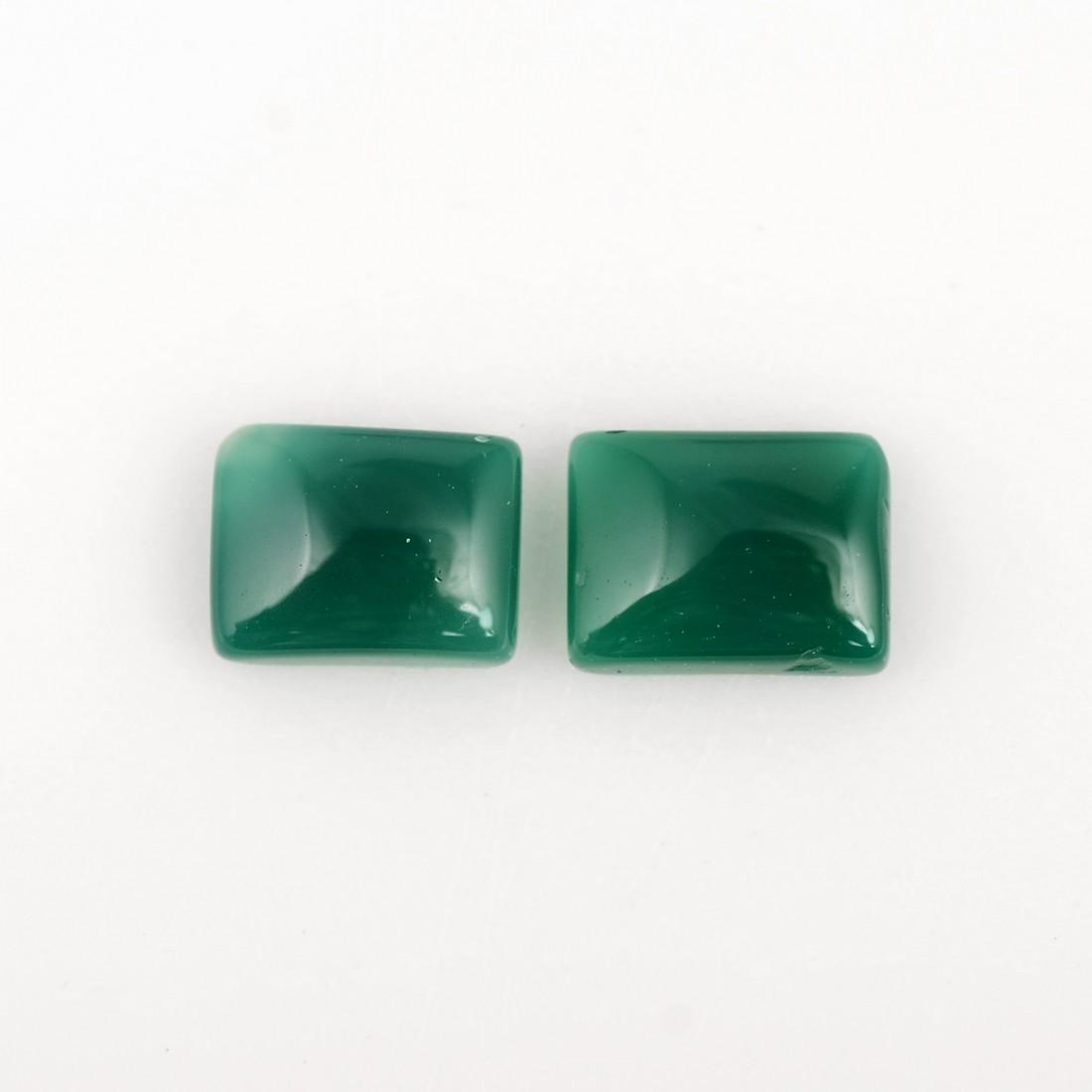 Cushion Shape Green Color 2.4 Carat Natural Green Onyx Loose Gemstone 2 Pieces (1 of 7)