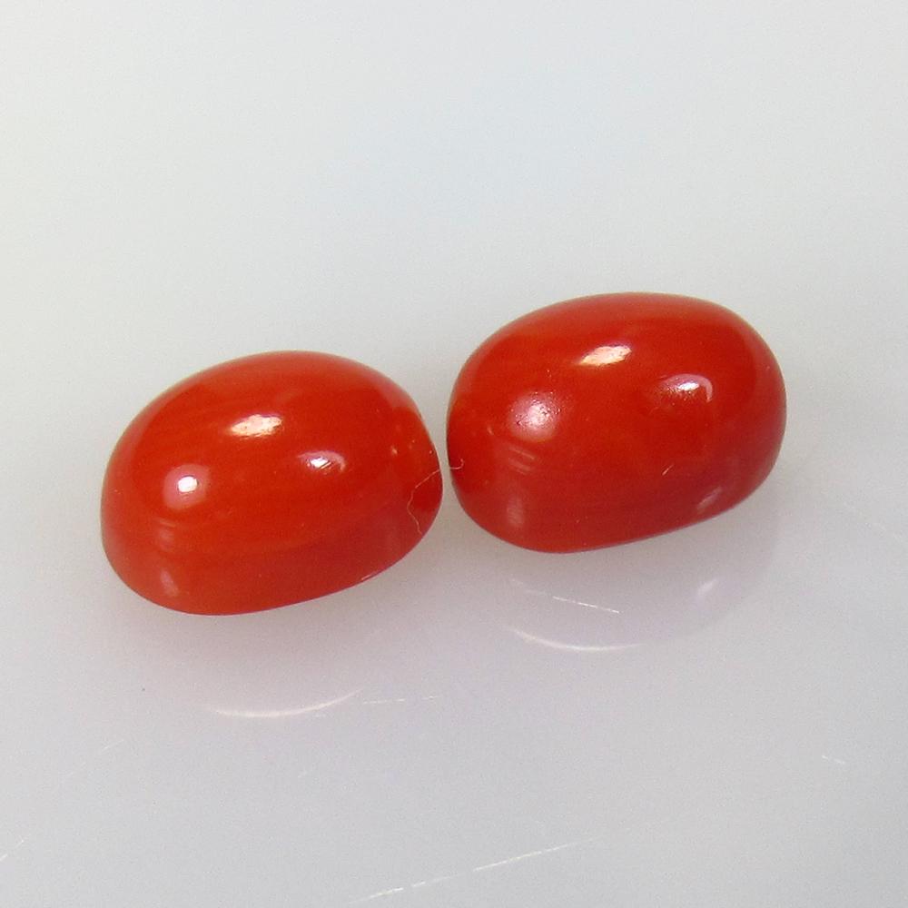 2.61 Ctw Natural Italian Red Coral Oval Pair (1 of 2)