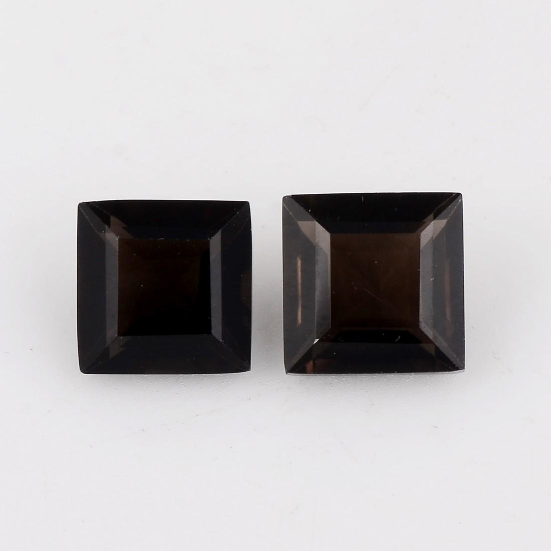 Square Shape Brown Color 3.45 Carat Natural Smoky Quartz Loose Gemstone 2 Pieces (1 of 7)